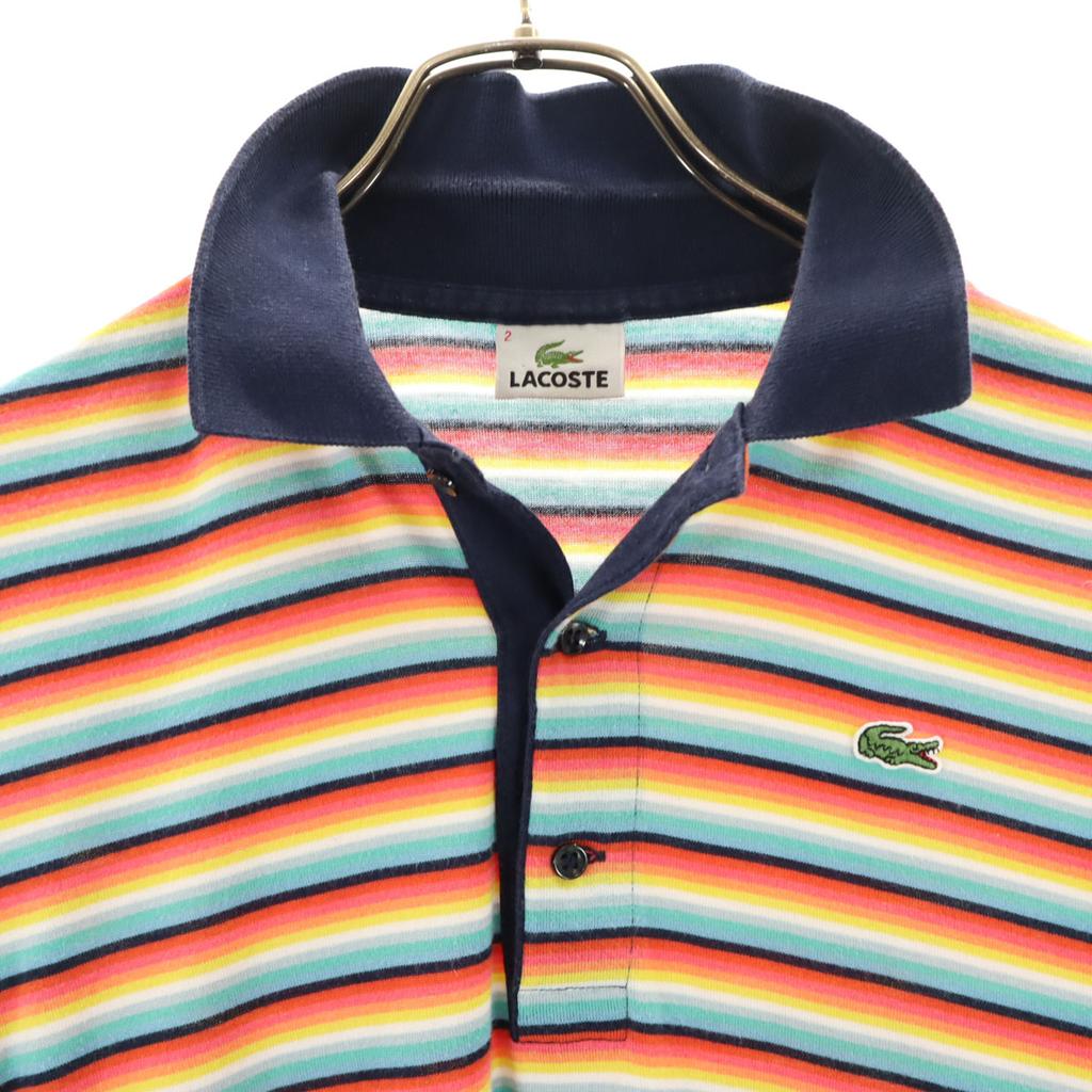 LACOSTE Made in USA Border Pattern Short sleeve Polo shirt 2 Multi Men's Used