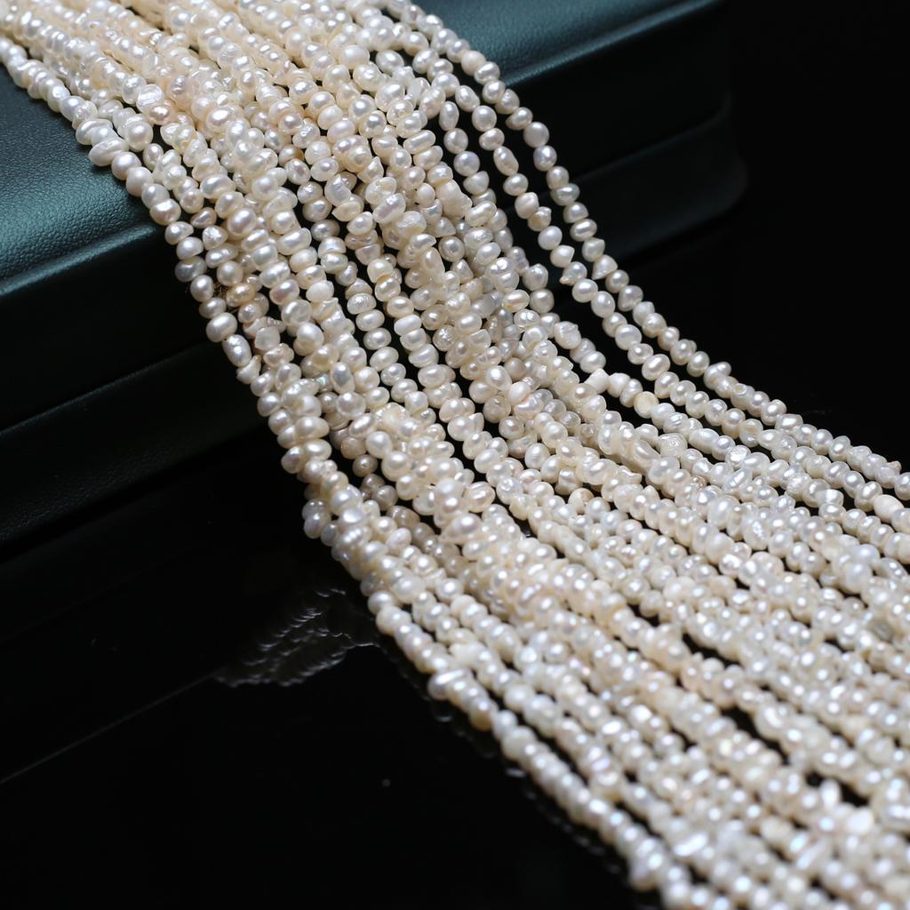 1String, Boho White Natural Freshwater Pearls, Handmade Irregular Pearl Beads for Jewelry Making DIY Necklaces Crafts (Beads 3-4mm, Length 36cm)