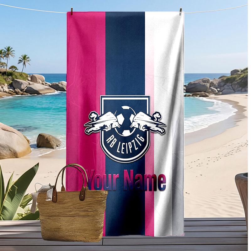 RB Leipzig FC Personalisiertes Bedrucktes Strandtuch Fußballlogo Unterstützung Benutzerdefinierter Name Text Absorbierendes Handtuch Für Sport Reisen Besonderes Geschenk