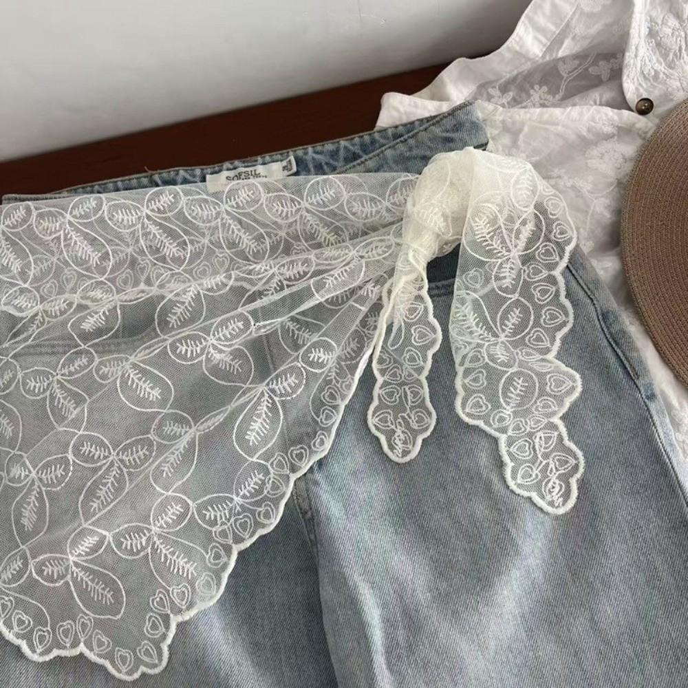 Trendy Jeans Decor Lace Fart Curtain Slim Fit Pretty Women's Scarf Y2K Versatile Hip Curtain for Women