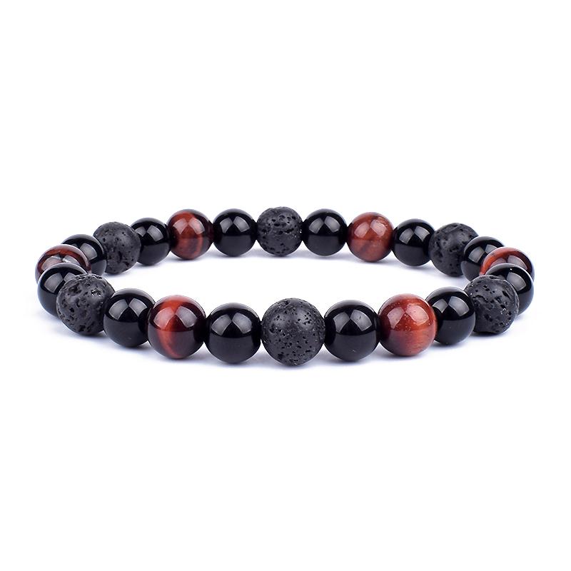 Náramky z prírodných korálok z čierneho obsidiánu, hematitu a tigrieho oka pre mužov na magnetickú ochranu zdravia, dámske šperky pre dušu, pulsera hombre black