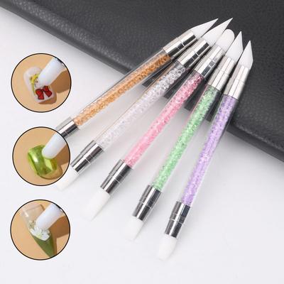 Rhinestone Applicator Pencil Dual-Ended Silicone Head Carving Dotting Pen Nail Dot Pen Stone Picker Refill Manicure Tools DB05