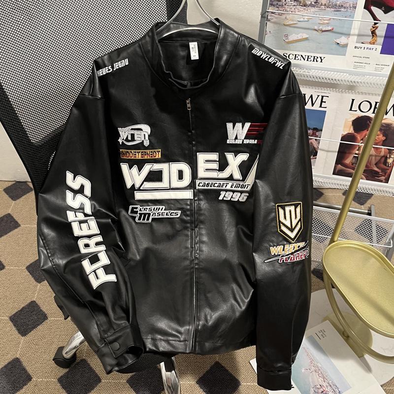 Men's Retro Motorcycle PU Leather Jacket - Spring/Autumn Aviator Racing Style