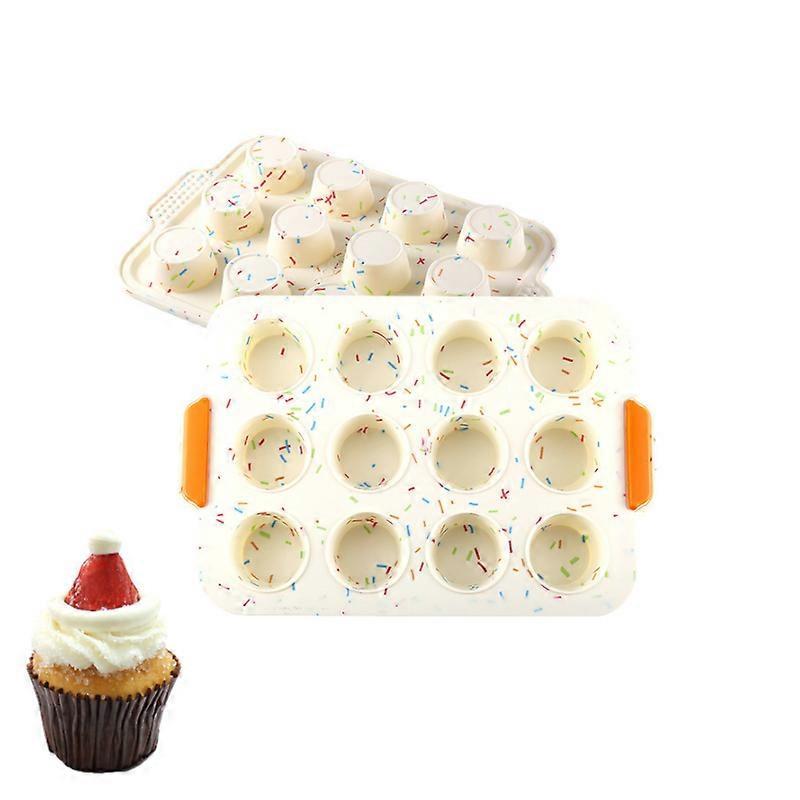 Muffin Molds, Reusable Silicone Baking Molds, 12 Non-stick Cupcake Molds