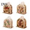 Handmade Craft Project for Adults DIY Christmas Faux Pearl Art Painting Tissue Box Holder, 3D Rhinestone Beads Gingerbread Man Crafts Gem Holder
