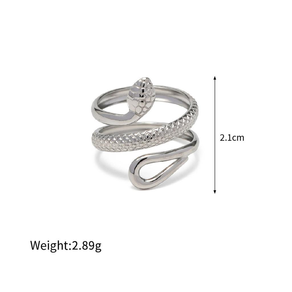 Retro Real Gold Plated 304 Stainless Steel Open Snake Animal Wrap Rings Unisex Party For Women Men Party Gifts, 1 Piece