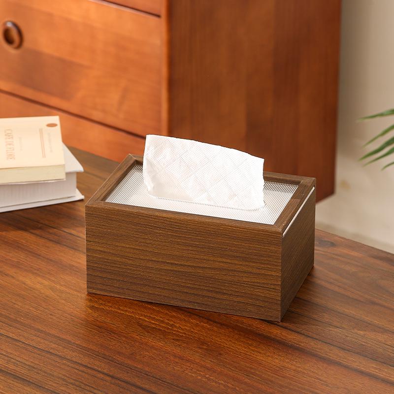 High-End Wooden Tissue Box for Living Room, Coffee Table, or Hotel - New Chinese Style with Customizable Logo Option