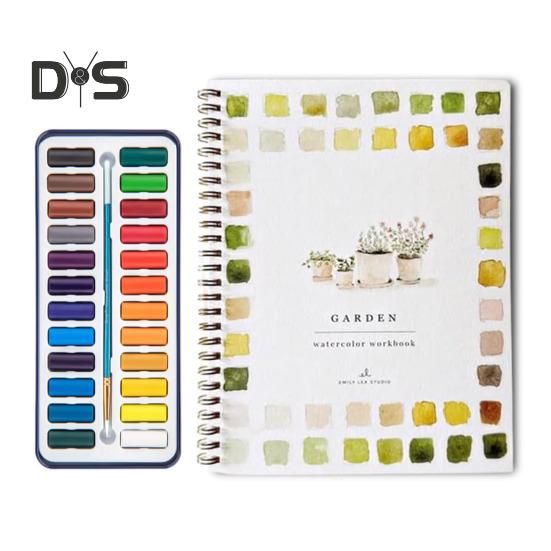 

Рабочая тетрадь по акварели 24 цвета Набор для акварельной живописи с кисточками Раскраска по воде в спиральном переплете Художественное ремесло Подарки для начинающих 24 colours