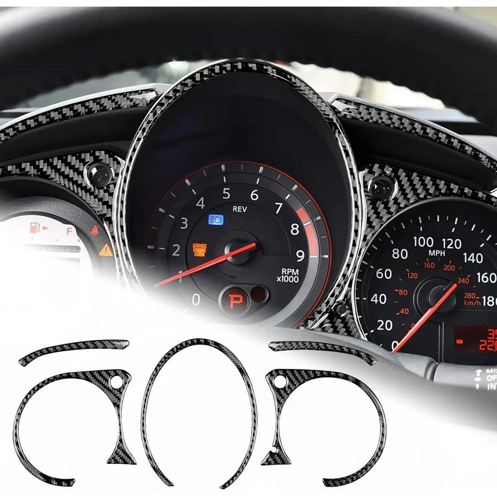 For Nissan 370Z Z34 2009-2022 Carbon Fiber Speedometer Tachometer Frame Trim Gauge Cluster Cover Interior Protective Accessories