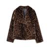 Europäischer & Amerikanischer Stil 2026 Leo-Print Kunstpelzjacke mit großem Revers