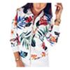 Plus Size Flower Leaves Print Sports Women Long Sleeve Baseball Jacket Zip Coat
