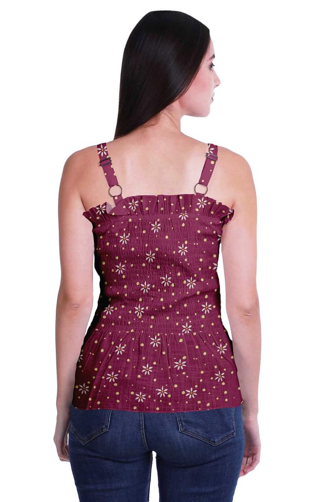Moomaya Casual Shoulder Strap Flared Hem Cotton Slub Printed Women Summer
