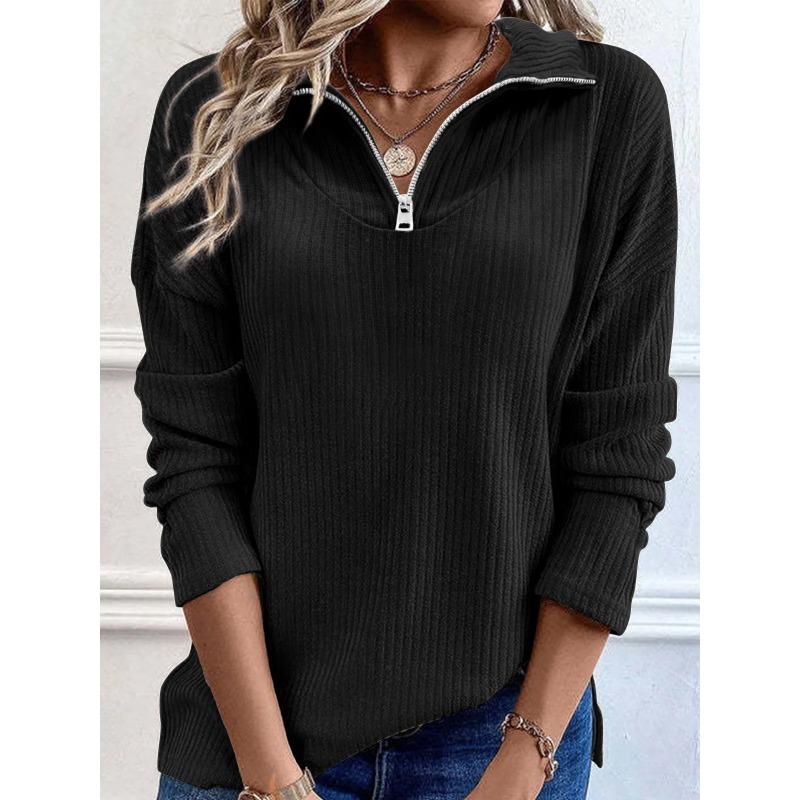 

Women s Pullover Sweater Knitted 2025 Spring Autumn Winter New Zipper Long Sleeved Top Black Sweater Blusa De Frio Feminina S чорний