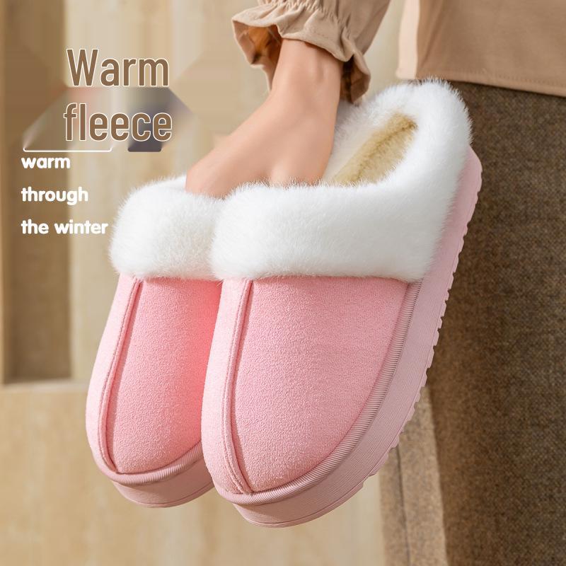 Women's Winter 2024 Warm Velvet Indoor/Outdoor Non-Slip Cotton Slippers, Thick-Soled Fur Shoes for Couples