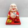 Online Solar-Powered Wooden Little Monk Car Figurine - Buddha Decoration