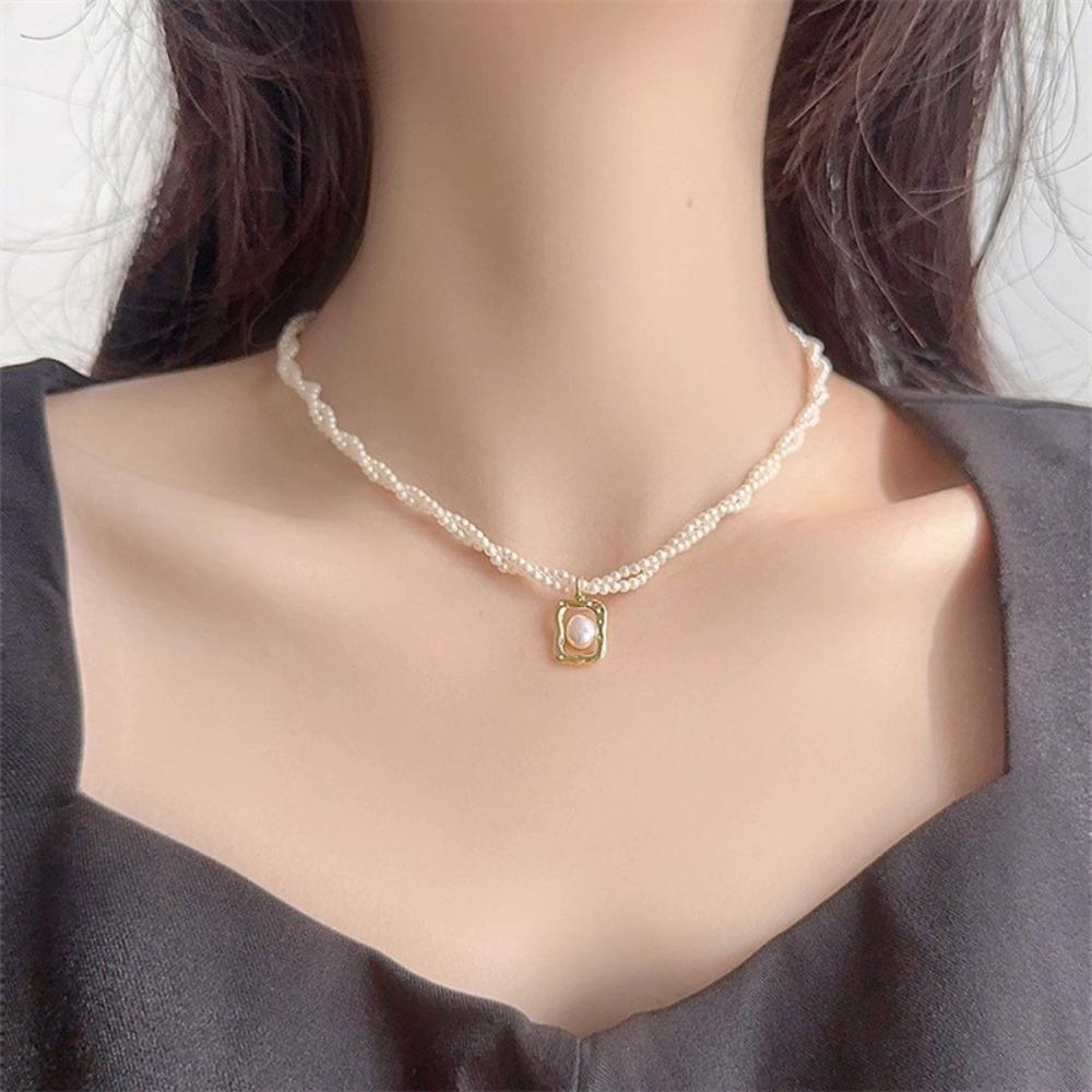 Imitation Pearl Clavicle Chain Double Layer Pearl Choker Necklace  For Women Jewelry Girl Gift
