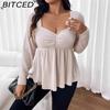 BITCED Plus Size Women's Fall/Winter Elegant Style Slim-Fit Short Top