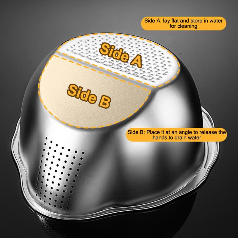 Rice Washer Strainer Bowl 316 Stainless Steel Rice Washing Bowl Rice Sieve Colander Fruit And Vegetable Strainer Kitchen Tools
