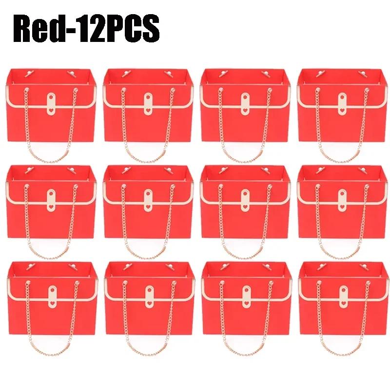 Flower Bags for Bouquets Small Flower Boxes for Arrangements with Metal Chain Cute Purse Paper Gift Box Floral Packing Tote Bags