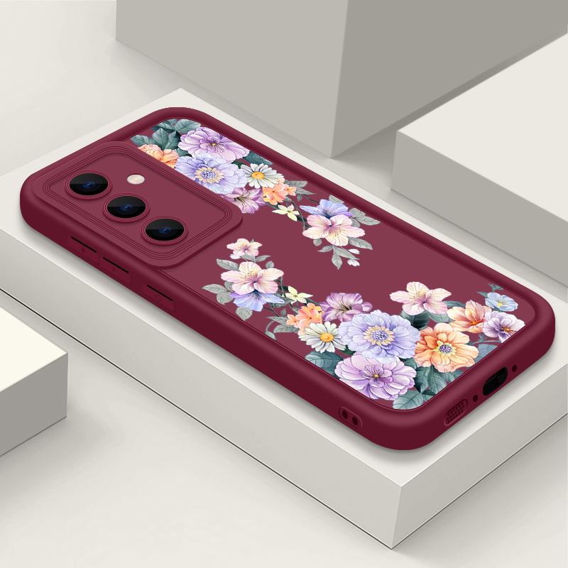 Colorful Floral Print Matte Soft Case For Samsung S25 Ultra S24 FE S23 S22 A16 A56 A36 A15 A55 A35 A54 A34 TPU Shockproof Lens Protection Phone Cover