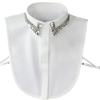 Comfortable Polyester Detachable Collar For Blouses Rhinestones Decorated Accessory Half Shirt Womens Fashion Enhancer