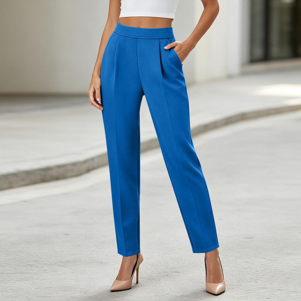 Women's High Waist Wide Leg Dress Pants with Flowy Drape for Business Casual Wear