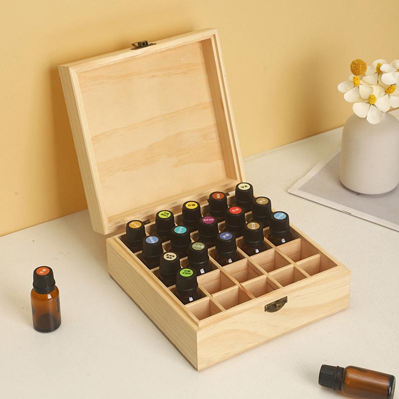 12/25 Slots Wooden Storage Box Carry Organizer Essential Oil Bottles Aromatherapy Container Storage Box Case