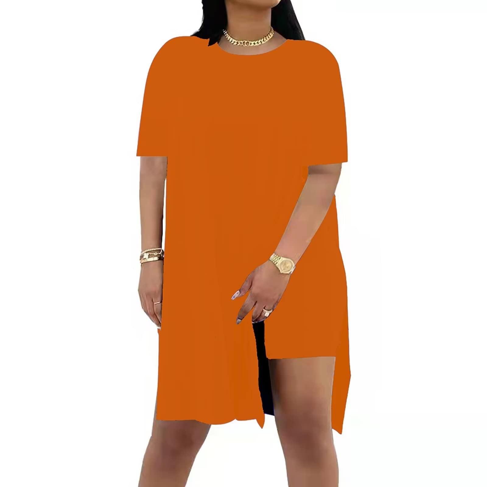 

Women Summer Two Piece Set Short Sleeve Loose Fit Top with Side Slit and Matching Shorts Casual Lightweight Lounge Wear XL