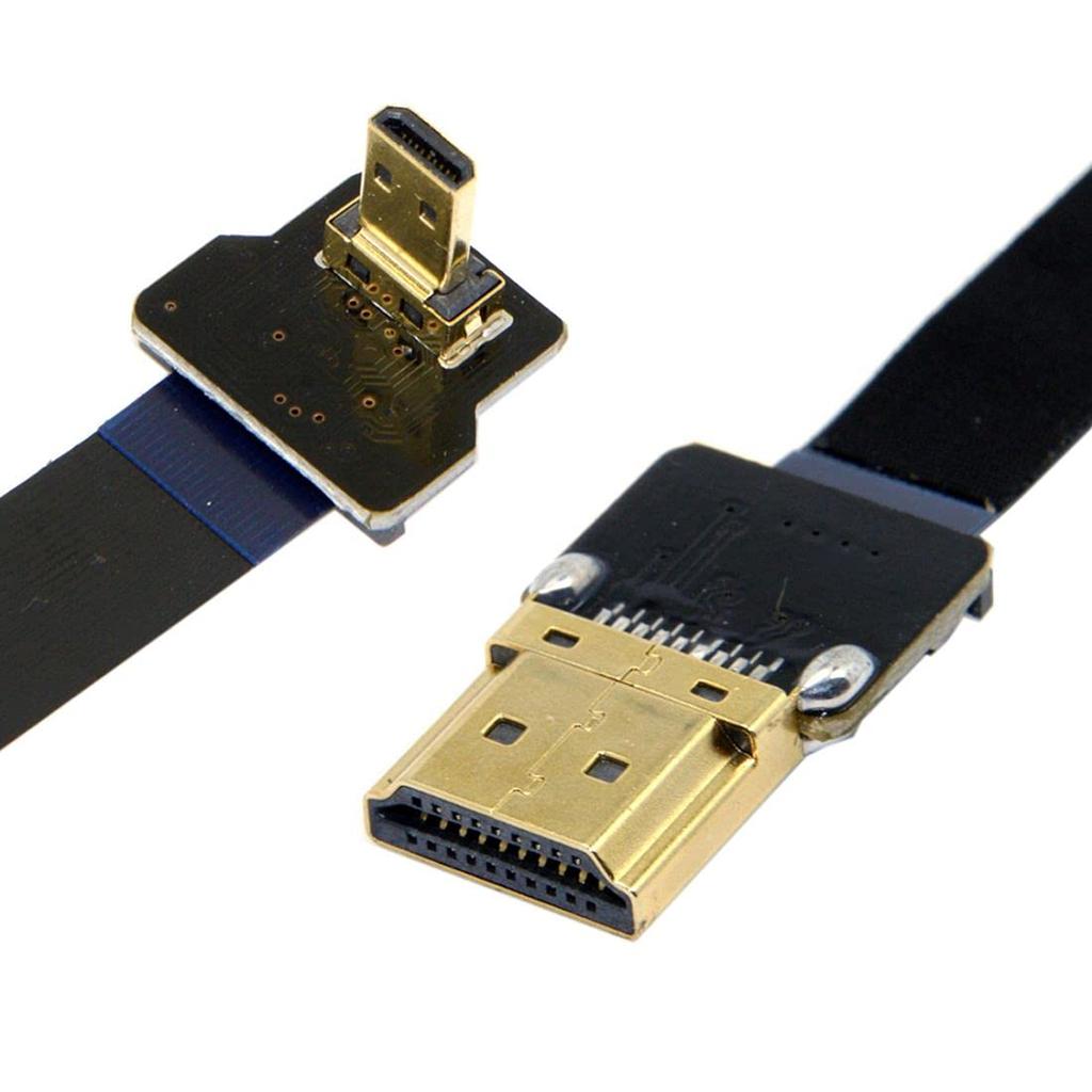 CY 20cm 90 Degree Up Angled FPV Micro HDMI Male to HDMI Male FPC Flat Cable for GoPro Multicopter Aerial Photography