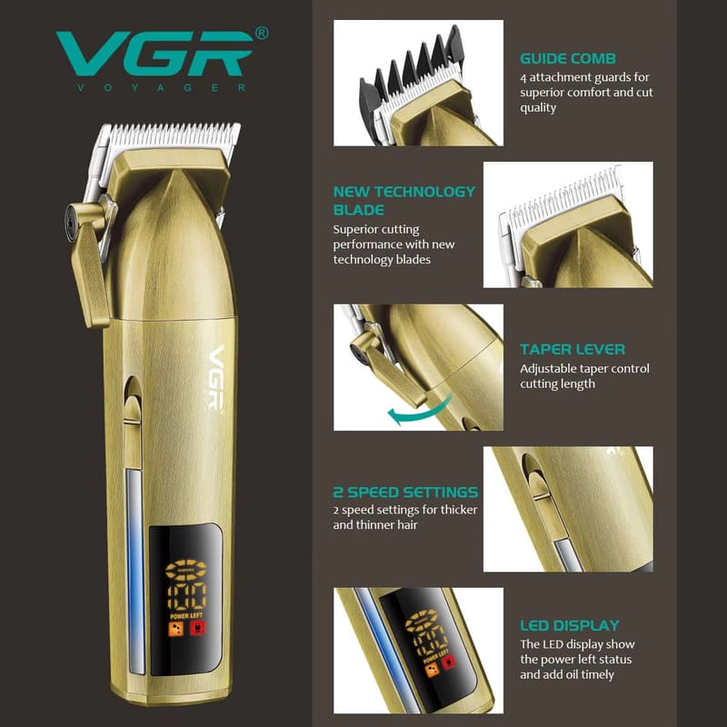 New Sturdy and Durable Hair Clipper Professional Rechargeable Hair Clipper Men's Cordless Electric LCD Digital Display Hair Clipper for Hair Salon