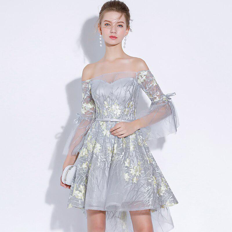 Buy Cocktail Dress Boat Neck Half Sleeved Short Front Long Back