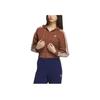 adidas Originals Women Soft Knit Long Sleeve Three-Stripes Casual Outerwear Jacket Brown JM8058