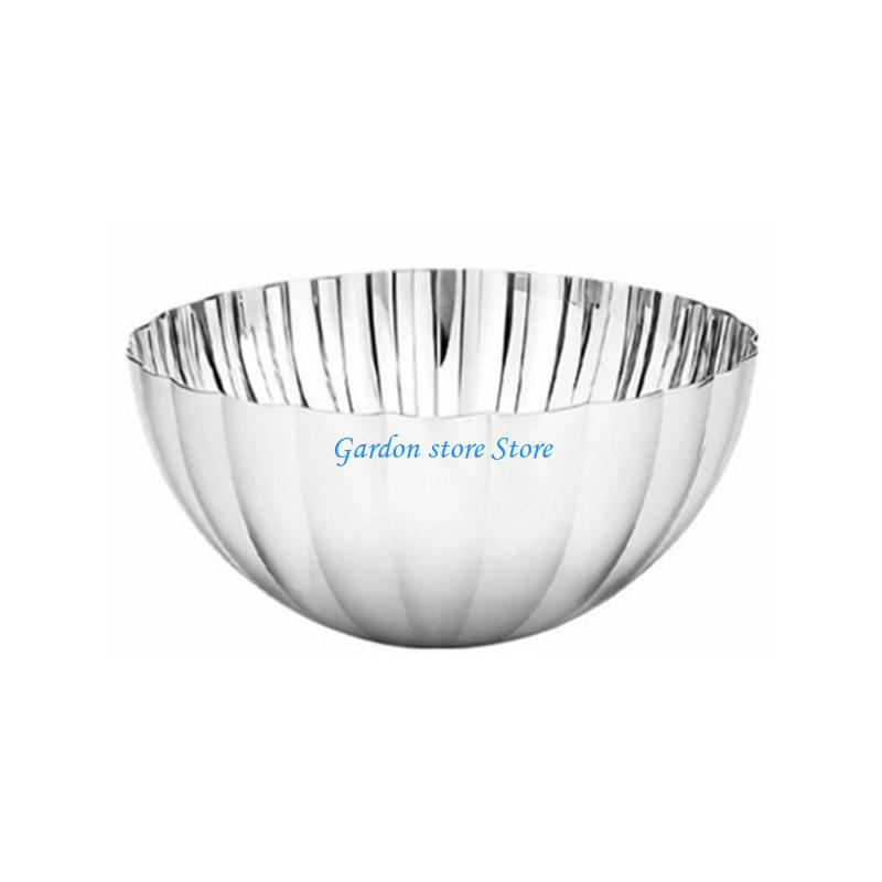 B0KB 304 Stainless Steel Glossy Shell Fruit Serving Bowl Dish For Dining Table