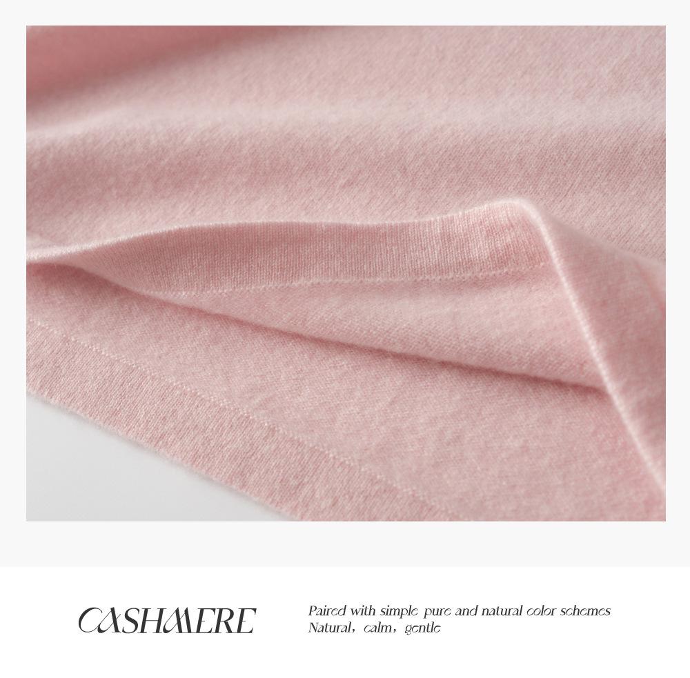 Women's 100% Pure Cashmere Loose Fit Round Neck Sweater - Simple, Versatile, Solid Color Fashion.