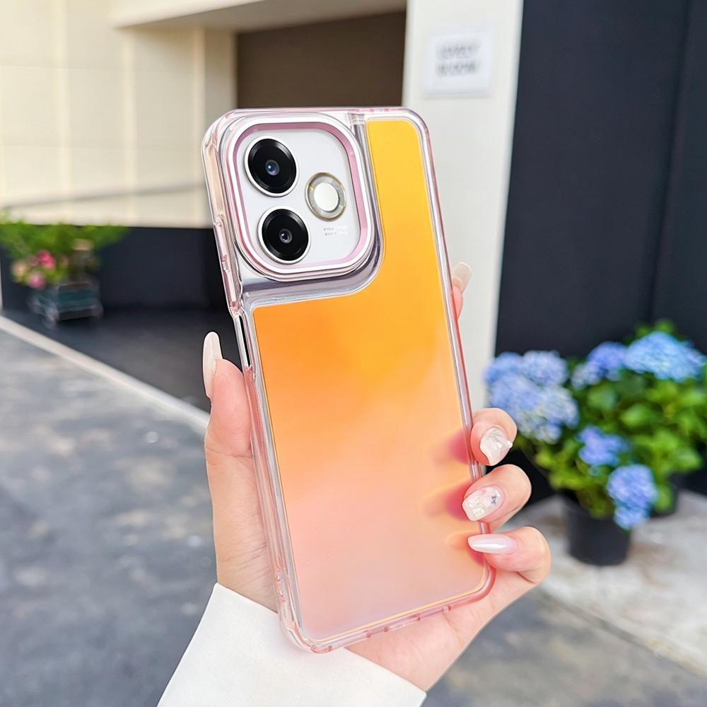 KEYSION Fashion Laser Gradient Colorful Phone Case for Redmi 13 12 5G Soft TPU+PC Shockproof Back Cover for Xiaomi POCO M6