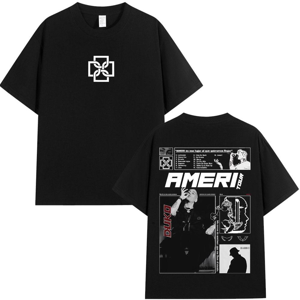 Rapper Duki Ameri Tour Merch Tshirt Unisexs Women Clothing Fashion Hip Hop Oversized Tshirts Cotton Cozy Short Sleeve T Shirts