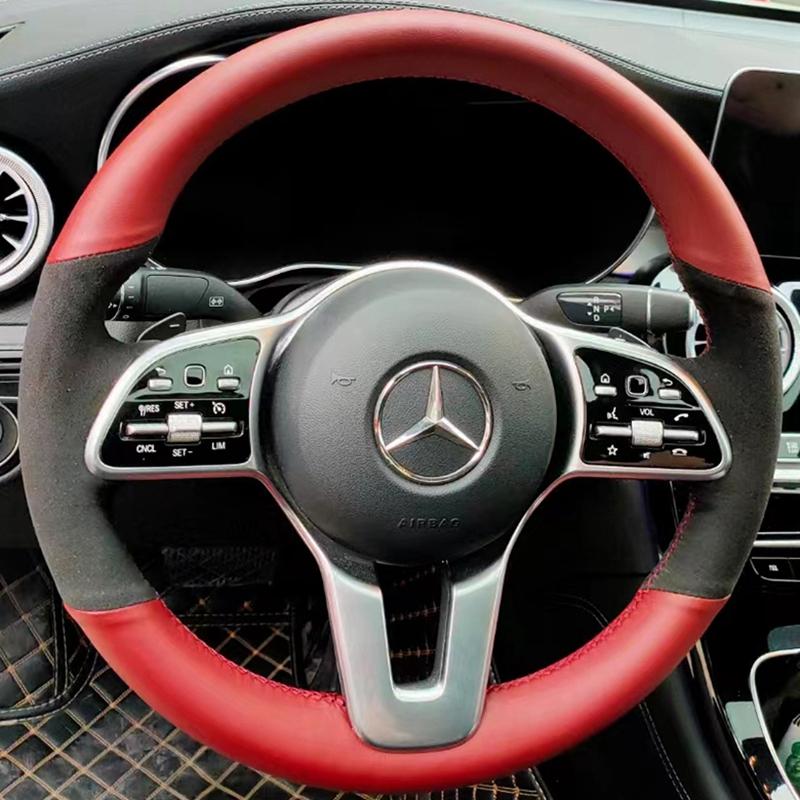 

Шкіряна Накидка на Кермо Автомобіля Аксесуари для Mercedes Benz A W177 B W247 C-Class W205 CLS-Class B