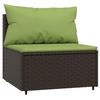 VidaXL Garden Center Sofa with Brown Wicker Cushions, Sofa, Garden Sofa, Sectional Center Sofa, 319833