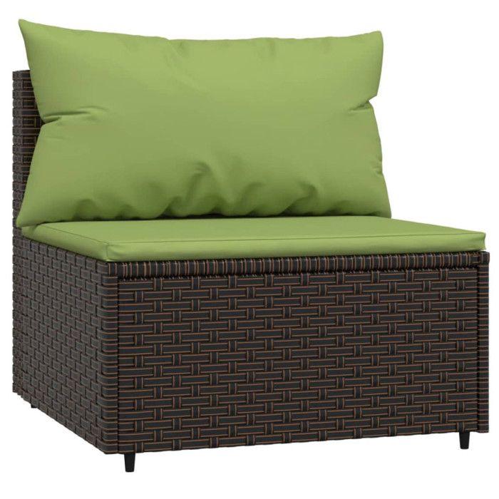 VidaXL Garden Center Sofa with Brown Wicker Cushions, Sofa, Garden Sofa, Sectional Center Sofa, 319833