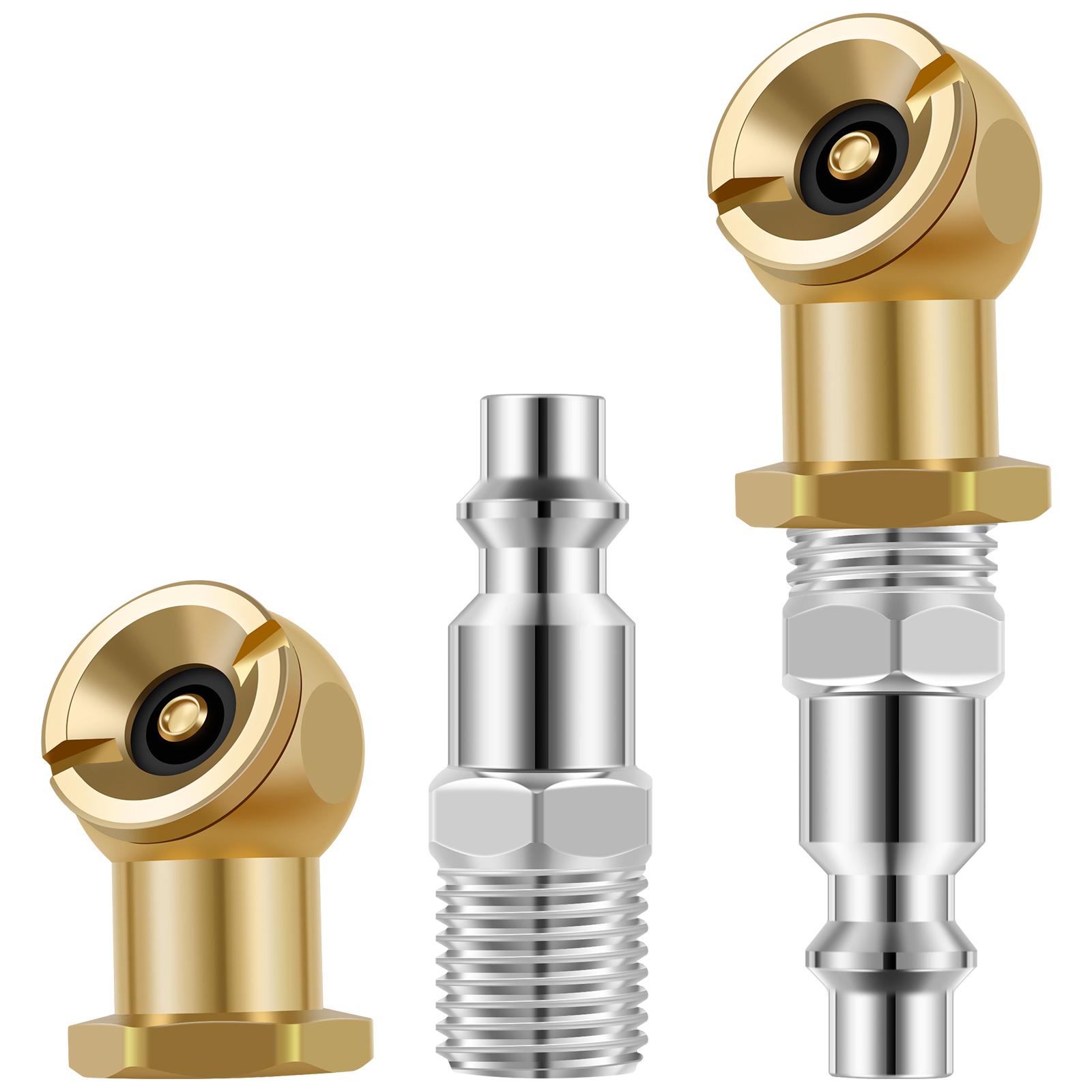 

Brass Air Chuck Set Compressor Inflation Kit 1/4 Closed Ball Air Chuck Dual Head Tire Inflator Tape Pack of 4