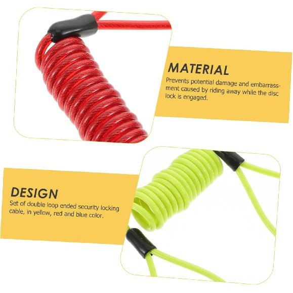 3 Stück Erinnerungskabel Alarmschloss für Motorrad Diebstahlschutz Feder Erinnerungskabel Bremsscheibenschloss Motorrad Kabelschloss Selbstaufrollendes Kabel Sicherheitsdraht Bremsscheibenschloss