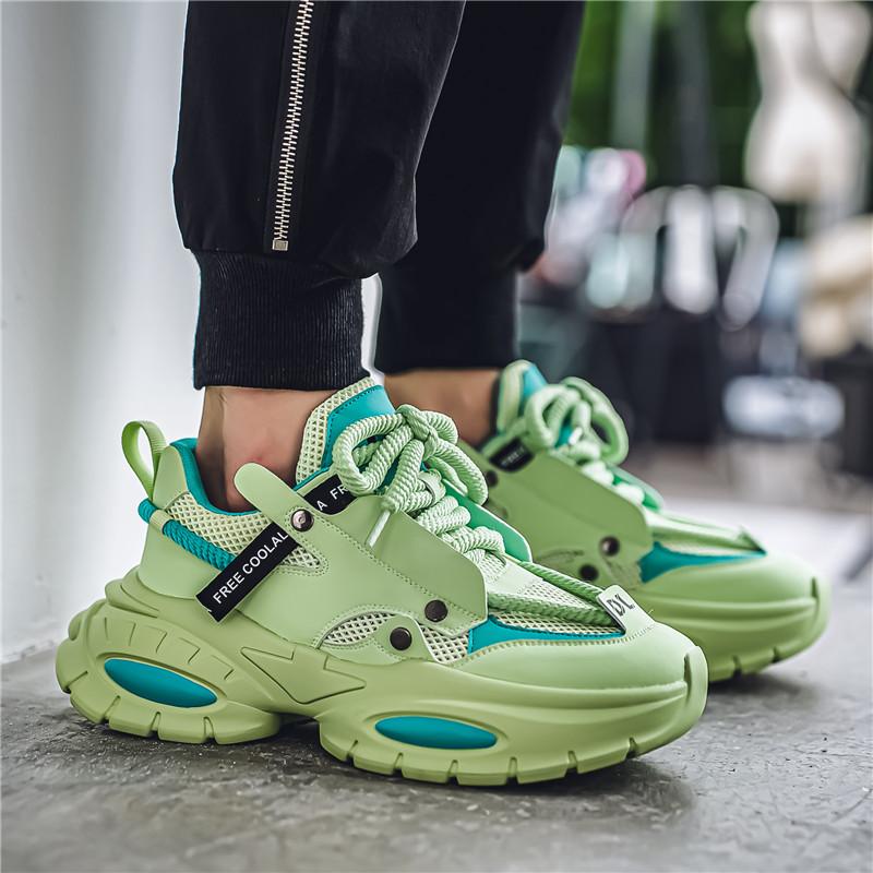 New Design Men's Green Sneakers Lace-Up Platform Men Casual Sneaker Comfortable Breathable Fashion Sneakers Man Chaussure Hommes