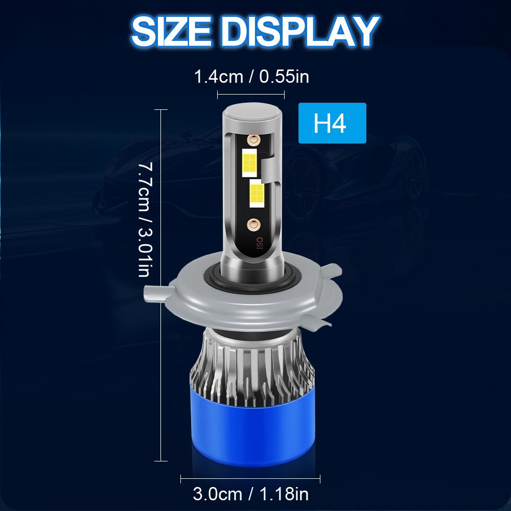 

roadsun 2pcs LED Car Lamp H4 All In One Beam Headlights 28000LM High&Low 3570 CSP Chips 6500K White 400% Brightness Plug-N-Play H4/9003/HB2 Hi/Lo