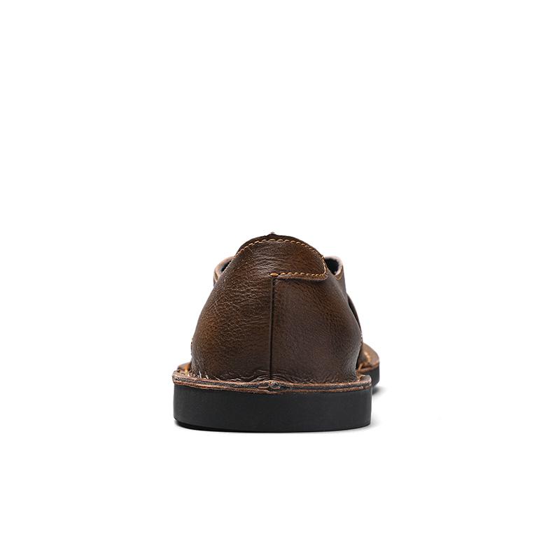 Men Slippers Handmade Simple Flats Gladiator Sandals Summer Roman Sandals Retro Leather Beach Shoes Plus Size