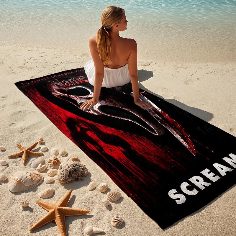 Custom Name Scream Stylish Digital Printing Beach Towel Quick‑Drying Absorbent Blanket for Beach Pool Gym Travel