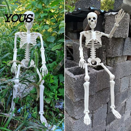 Sturdy Skeleton Figure for Garden Landscaping Halloween Decoration, 3Ft Life Size Full Body Human Bone, Realistic Posable Plastic Yard Decor