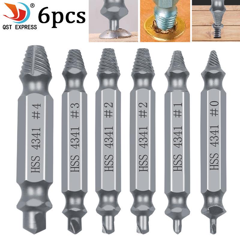 6-Piece Double-Headed Screw Extractor and Stripped Wire Repair Tool Set