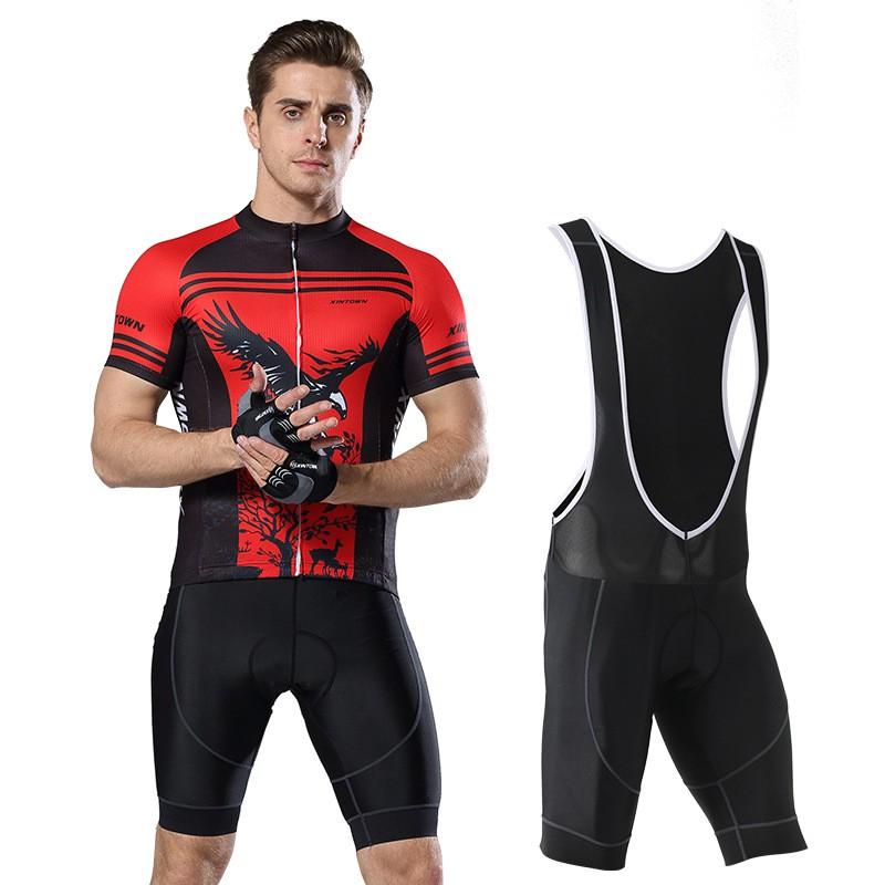 XINTOWN Mens Cycling Bib Shorts Set Road Bike Riding Jersey Sportswear