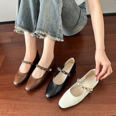 Retro Low-heeled Soft-soled Mary Jane Shoes for Women's Spring and Summer New with Skirts, Small Square Head, Gentle Wind, Evening Single Shoes