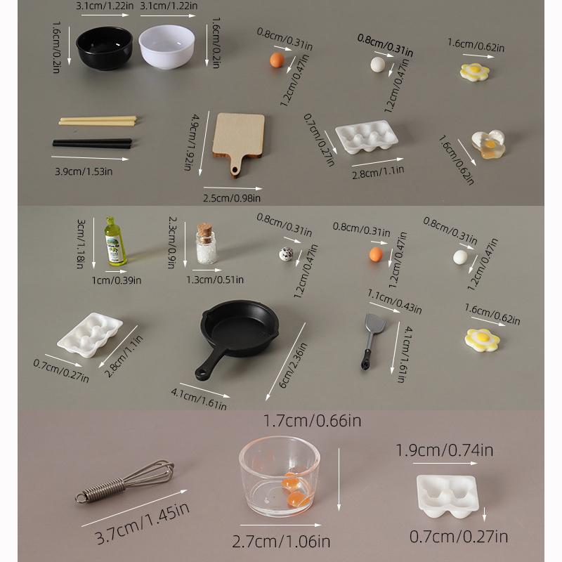 Pretend Play Toy Set, Miniature 1:12 Dollhouse Kitchen Egg Frying Pan Scene Props
